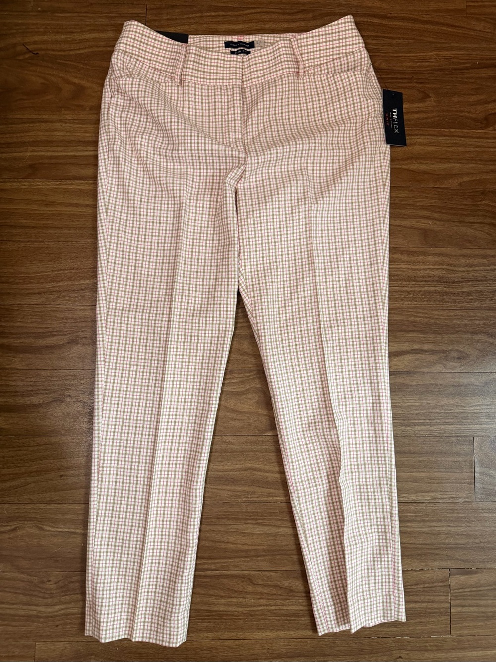 Tommy Hilfiger Pink and Green Gingham Straight-Leg Trousers